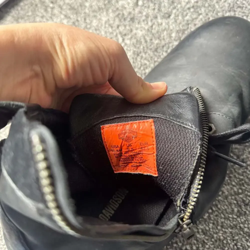 Harley Davidson D93576 Black Leather Motorcycle Engineer Boots Men’s 10.5